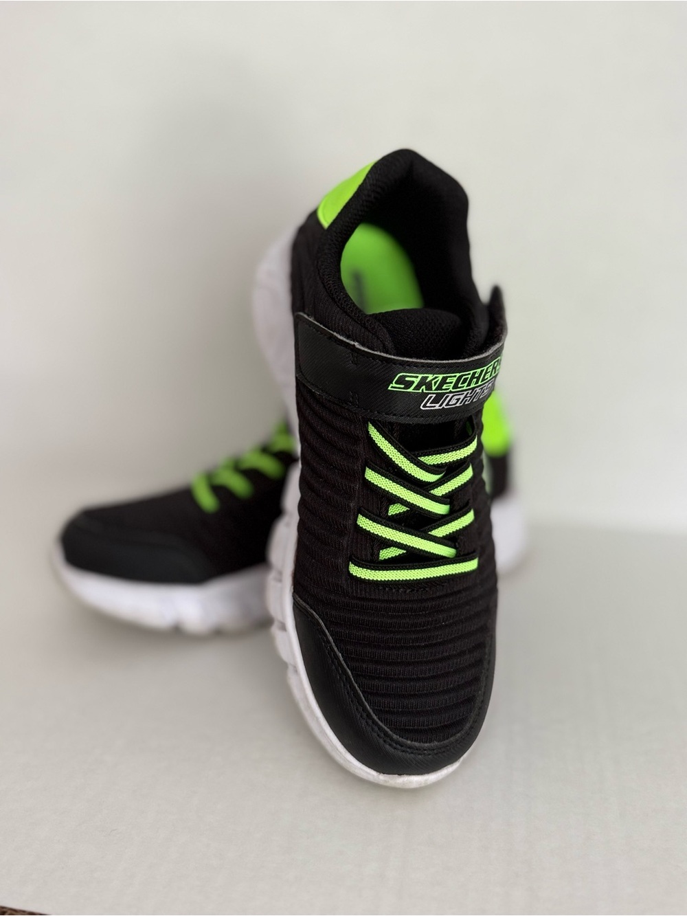 Skechers Black & Neon Green Kids' Light-Up Sneakers
